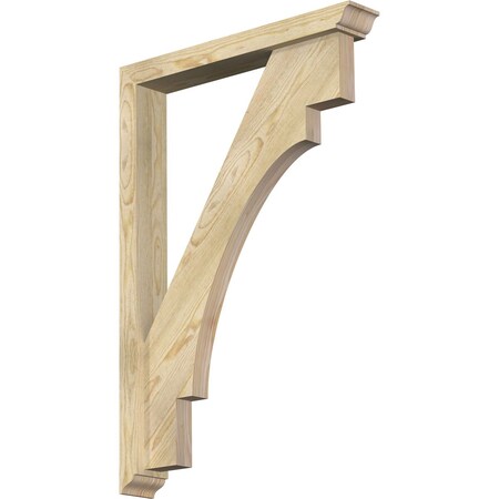 Ekena Millwork Merced Traditional Rough Sawn Bracket w/ Offset Brace, Douglas Fir, 4"W x 26"D x 38"H BKT0402X26X38MRC01RDF